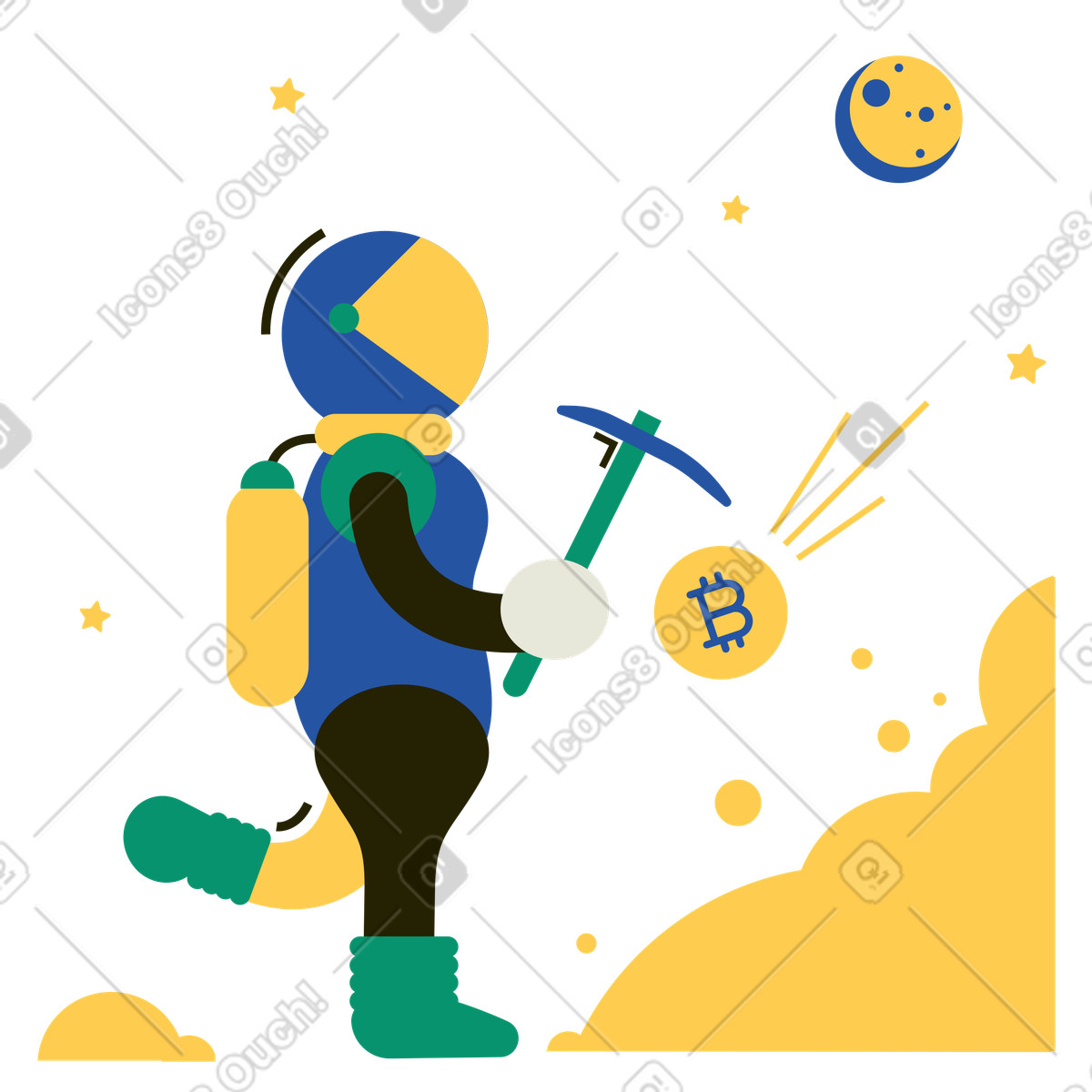 Bitcoin Mining illustration in Spot style download in PNG, SVG