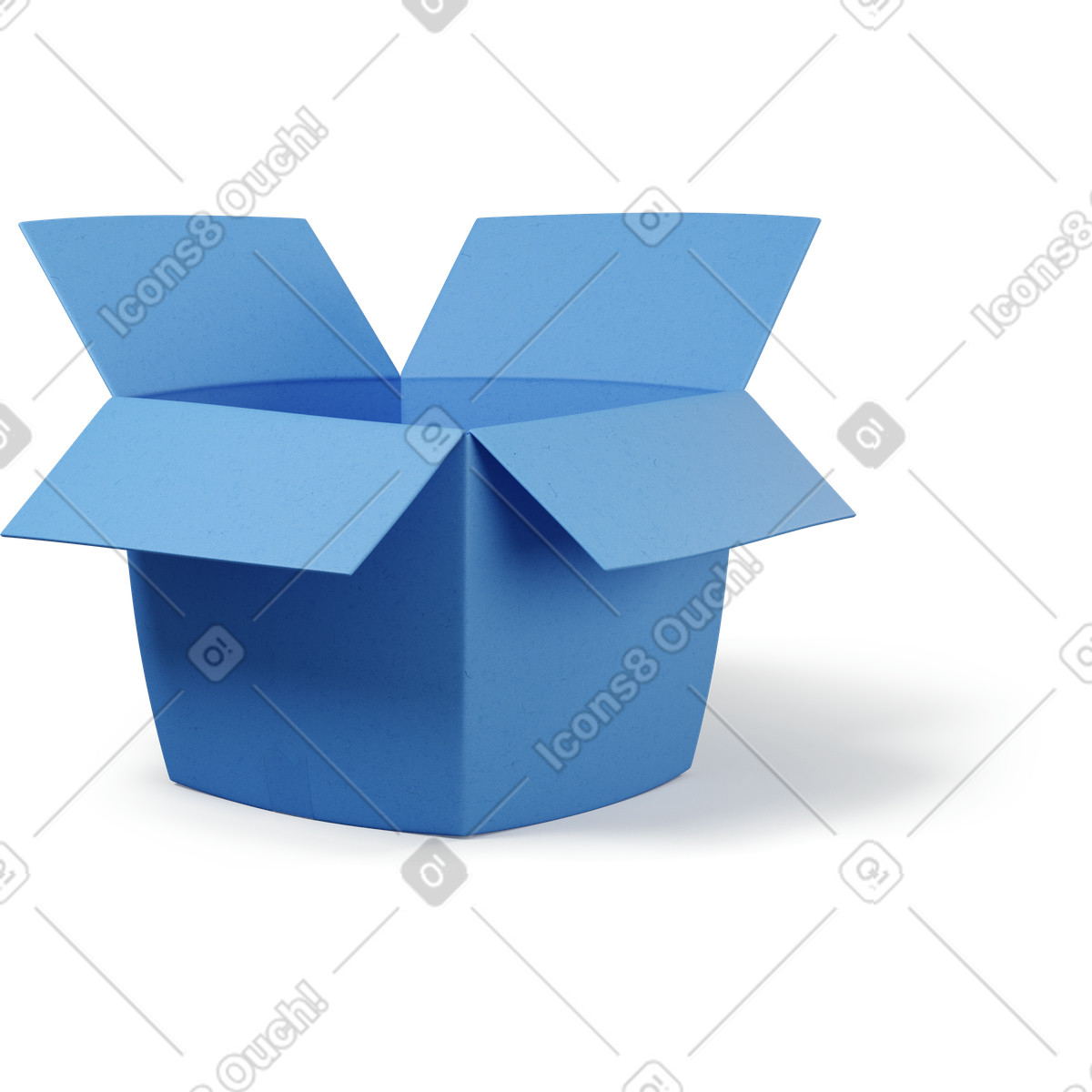 Ilustración Caja abierta azul en estilo 3D Buddy a descargar en PNG y SVG