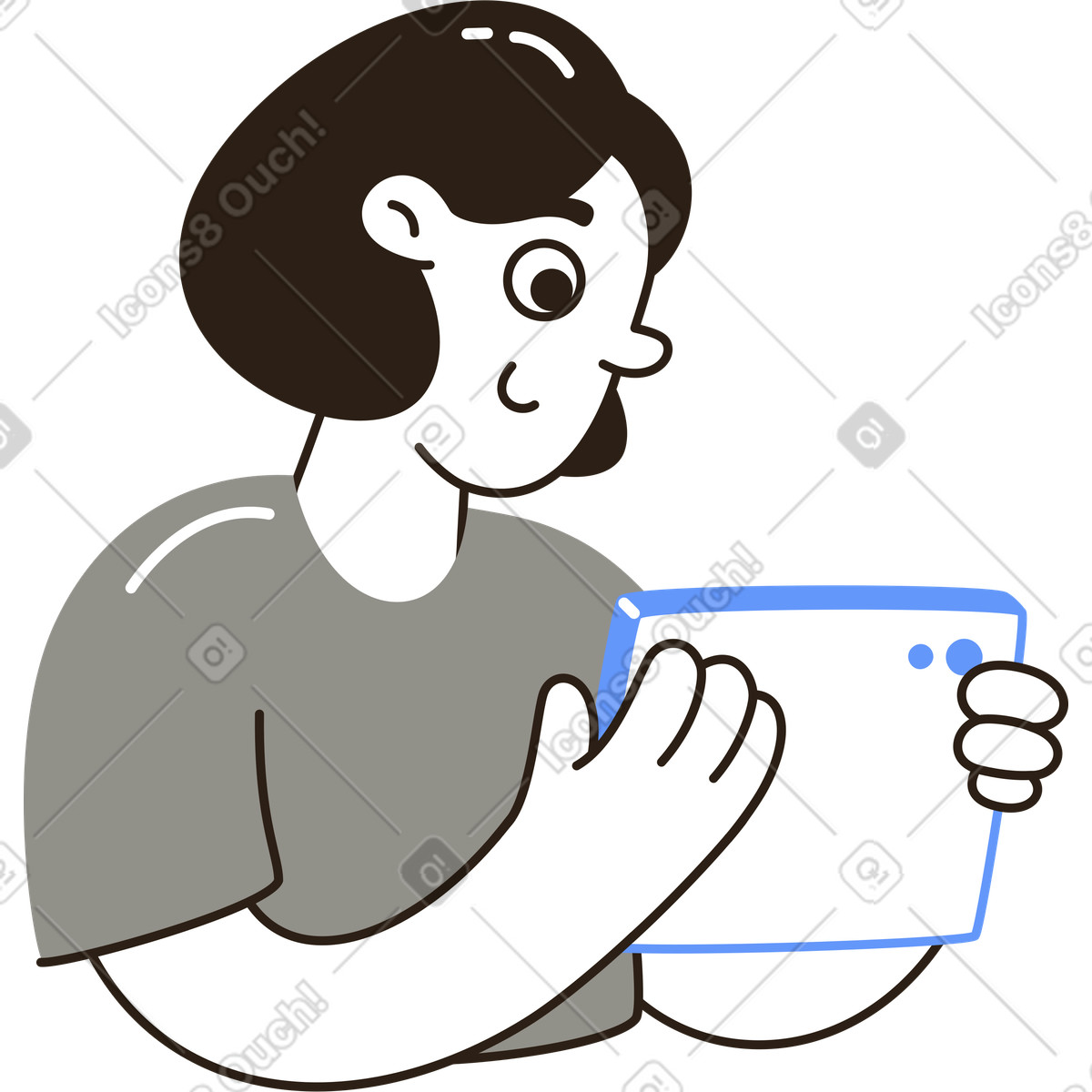Donna con tablet illustrazione in stile Plain scarica in PNG, SVG