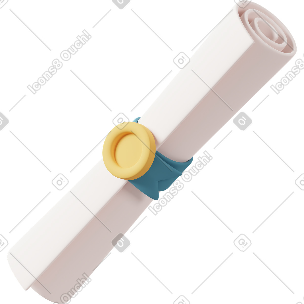 Illustration Diploma certificate obliquely dans le style 3D Casual life à télécharger aux formats PNG, SVG