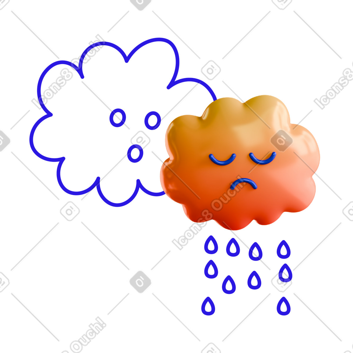 Experimental 스타일의 Crying cloud with supportive companion, Mental health awareness 일러스트레이션 PNG, SVG 다운로드