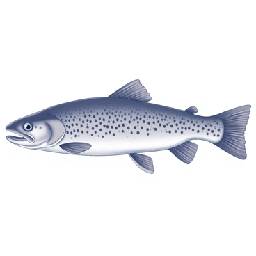 A close-up view of a brown trout's scales. The scales exhibit intricate patterns and textures, showcasing a series of delicate, overlapping shapes. Each scale has distinct features, with fine lines and details that vary in size and orientation. The overall appearance highlights the natural beauty of the fish, emphasizing the unique characteristics of the patterns on its surface. The background is subtle, allowing the focus to remain on the detailed scale patterns.