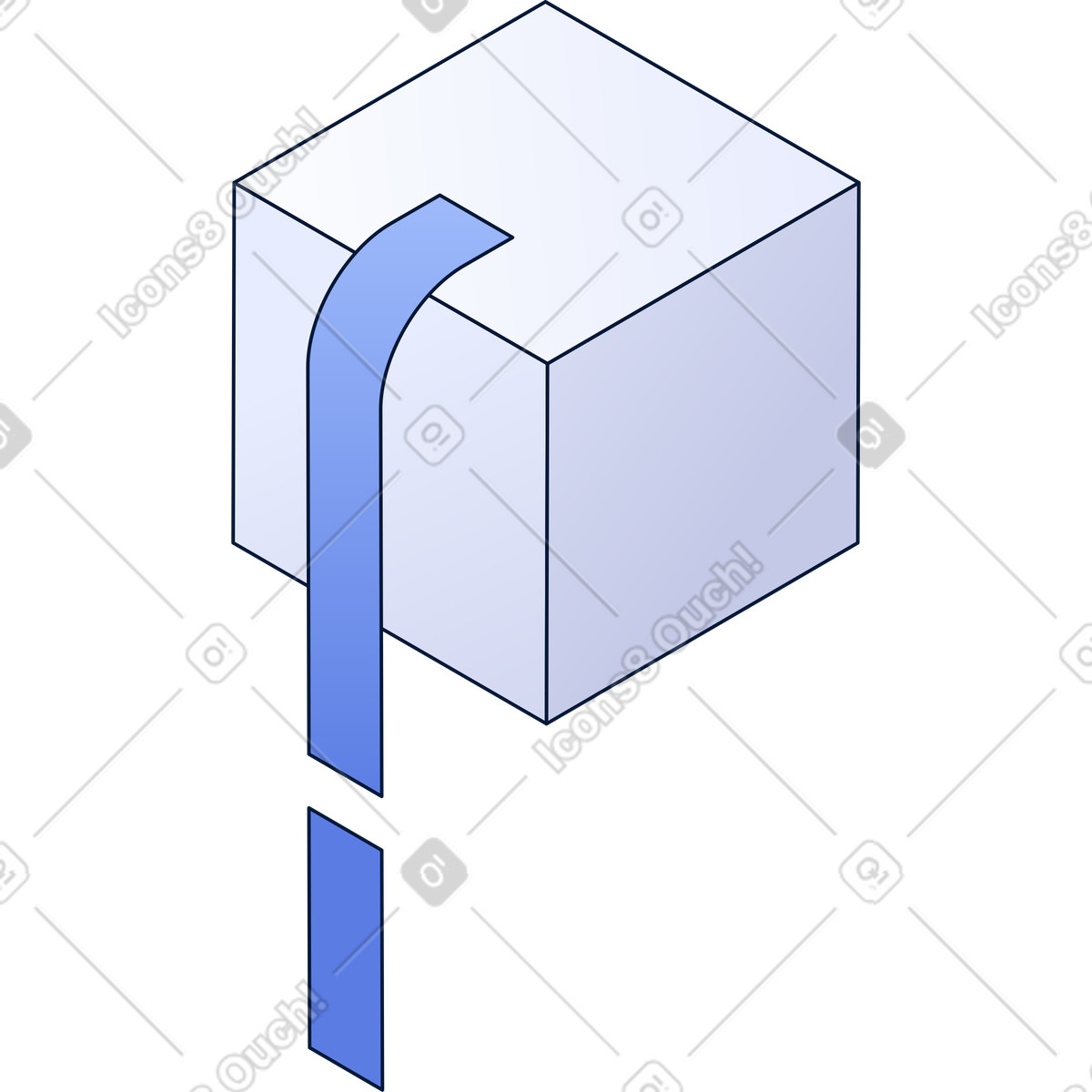 Illustration Cube avec rectangle courbe dans le style Neat à télécharger aux formats PNG, SVG