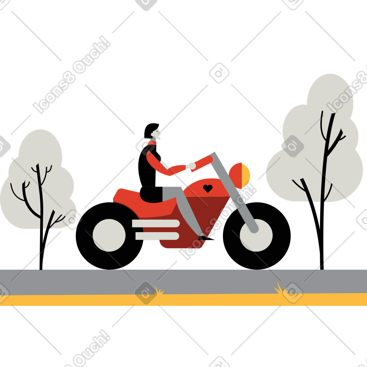Illustration Femme faisant du vélo sur la route dans le style Burgundy à télécharger aux formats PNG, SVG