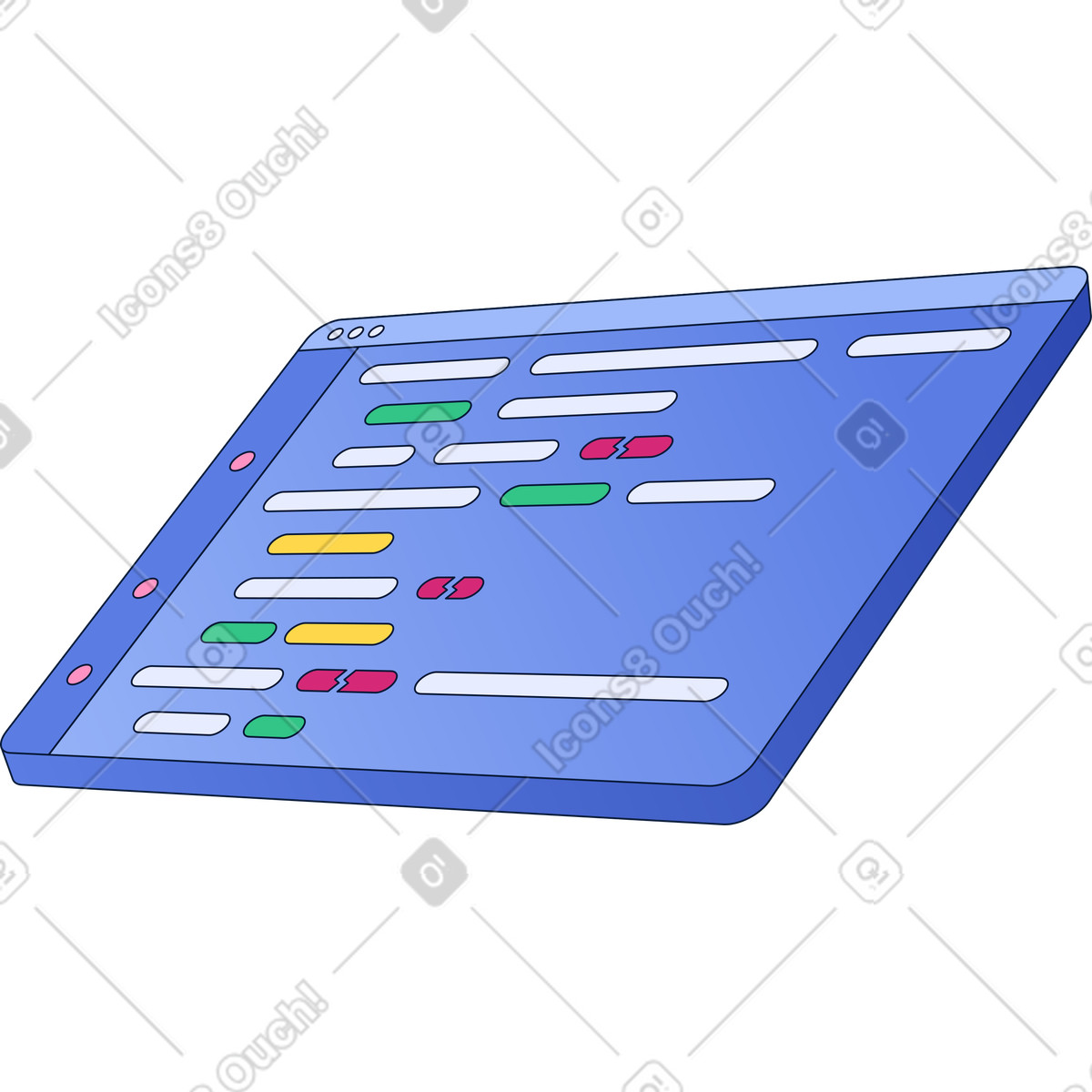 Programming code with errors illustration in PNG, SVG