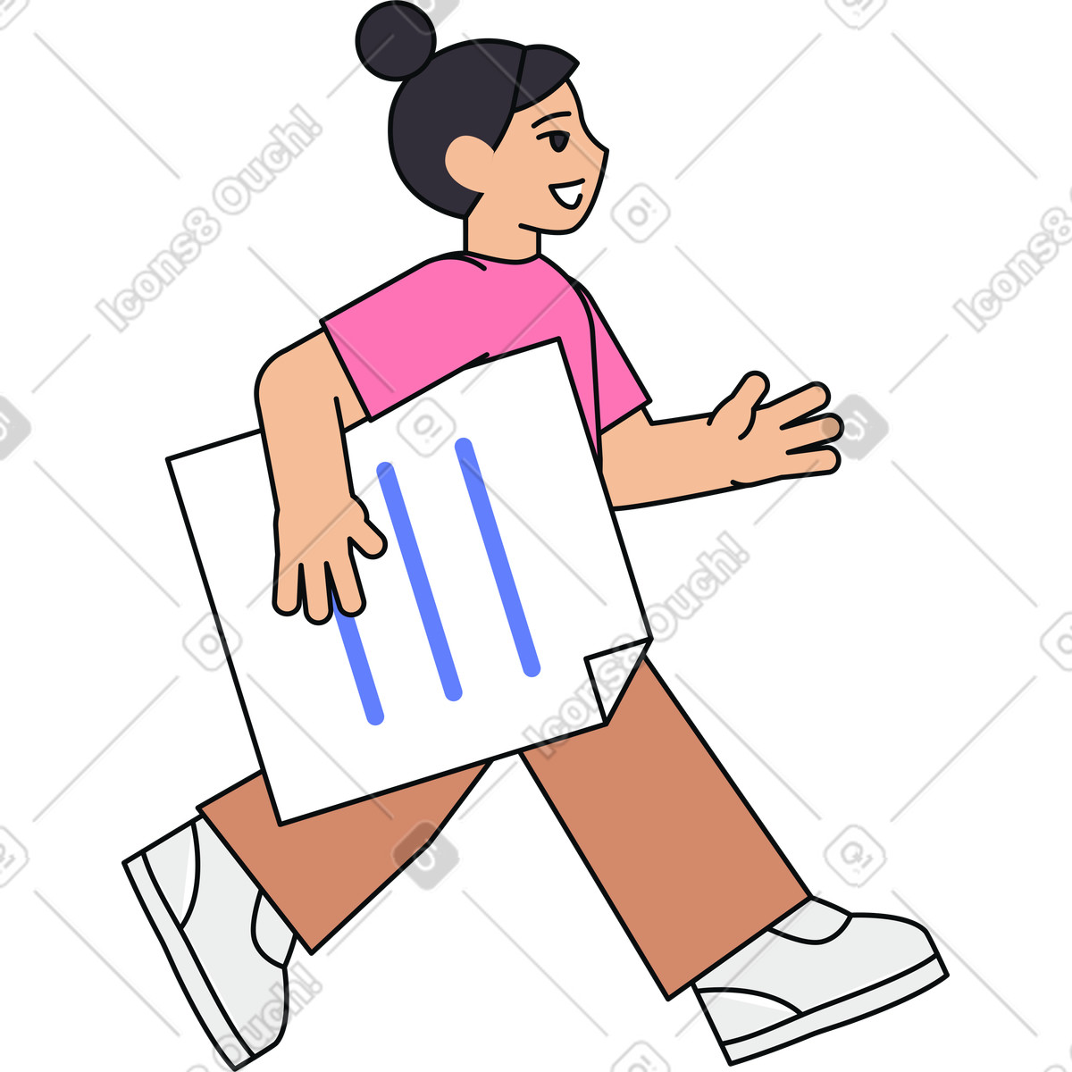 Woman carrying a file document illustration in Teko style download in PNG, SVG