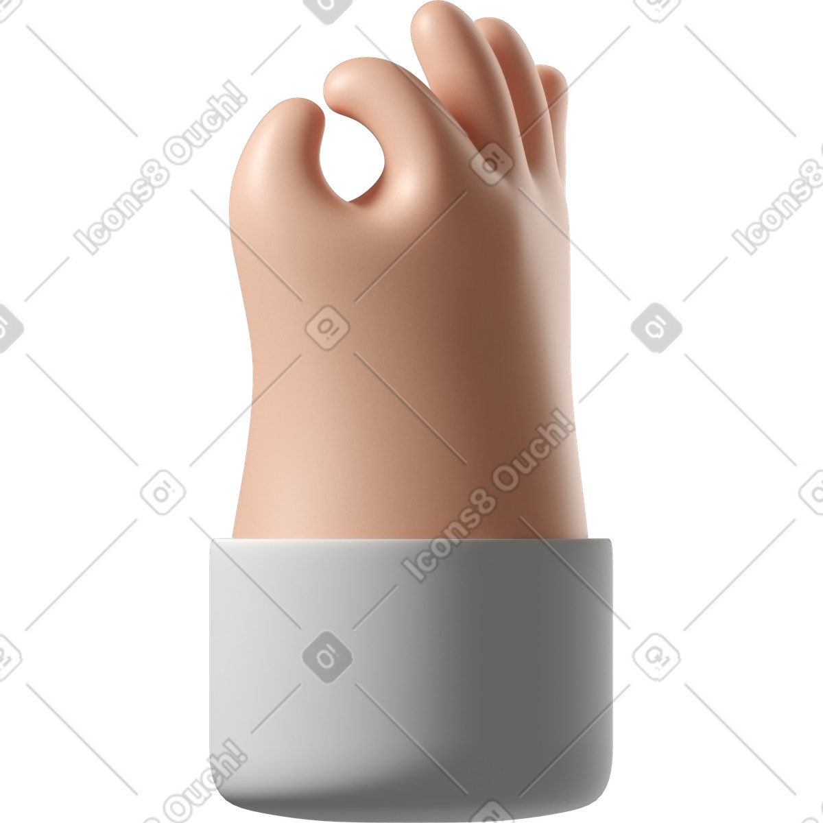 Weiße hauthand, die ok zeichen macht-Illustration im 3D Hands Fun&Wild-Stil als Download in PNG, SVG