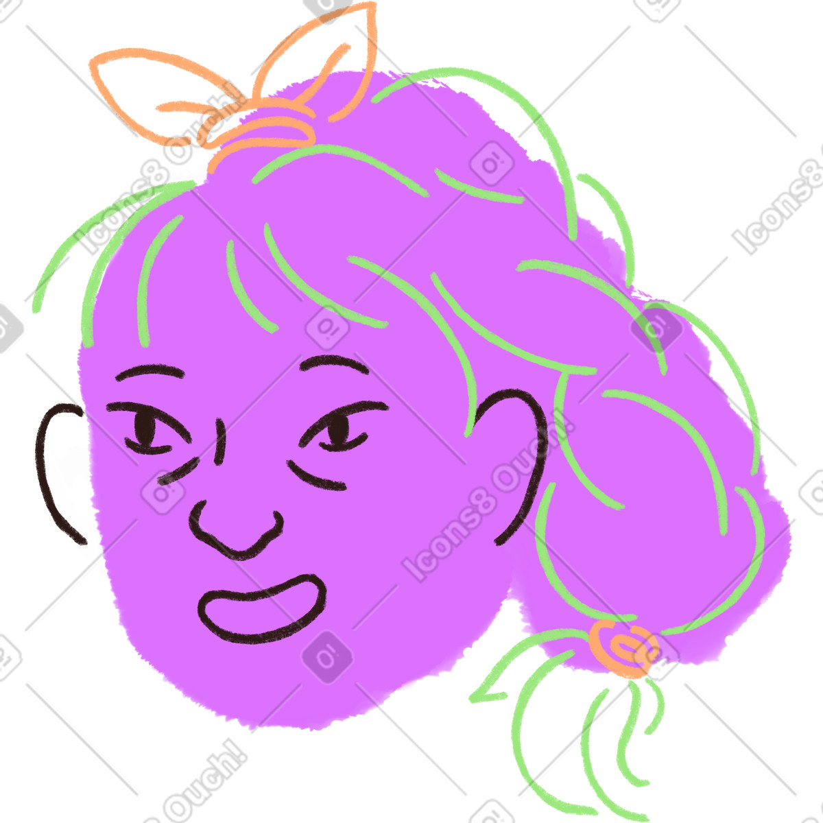 Blobby スタイルの 三つ編みをした若い女性 のイラストをPNG、SVG形式でダウンロード