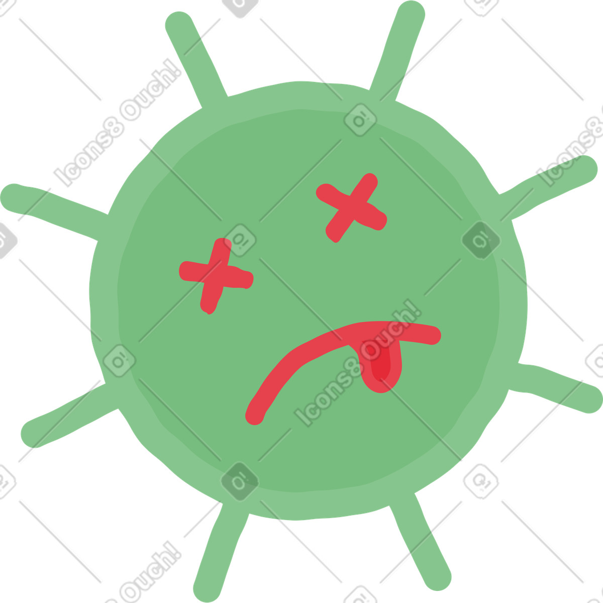 Virus with face illustrazione in stile Stripy scarica in PNG, SVG