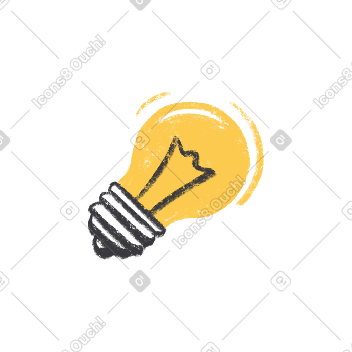 Chalky スタイルの 黄色の電球が点灯 のイラストをPNG、SVG形式でダウンロード