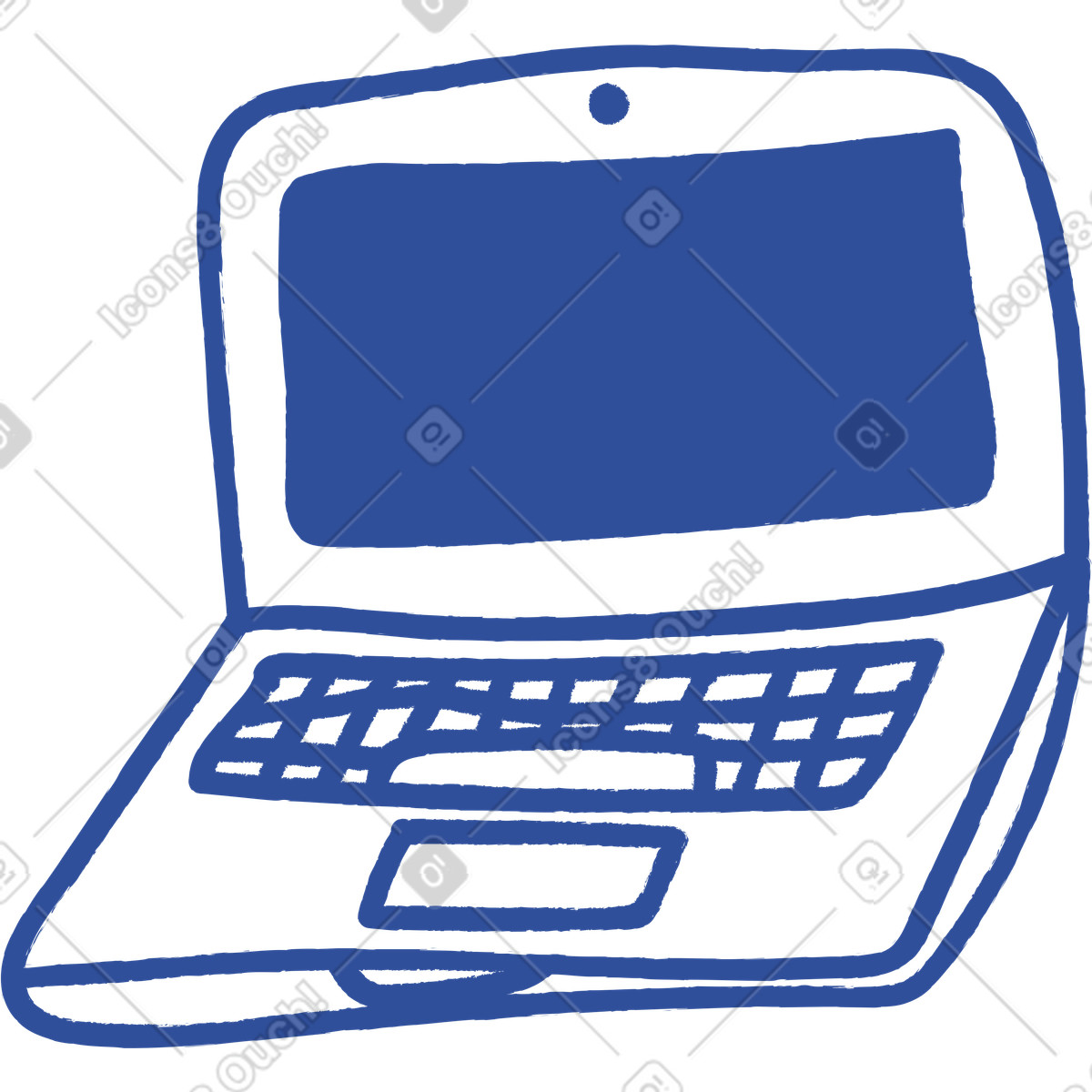 Laptop computer with blue outline and open screen-Illustration im Lime-Stil als Download in PNG, SVG