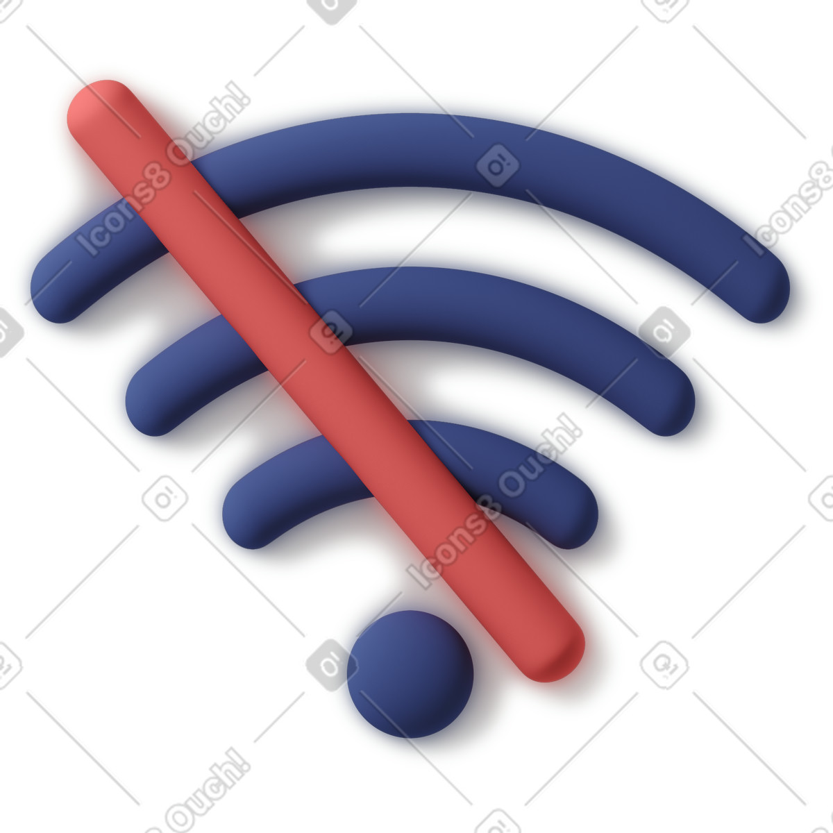 Dunkelblau kein wi-fi-symbol-Illustration im 3D Business-Stil als Download in PNG, SVG