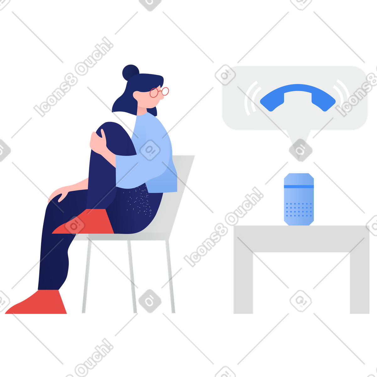 Smart speaker - eingehender anruf-Illustration im Clip-Stil als Download in PNG, SVG