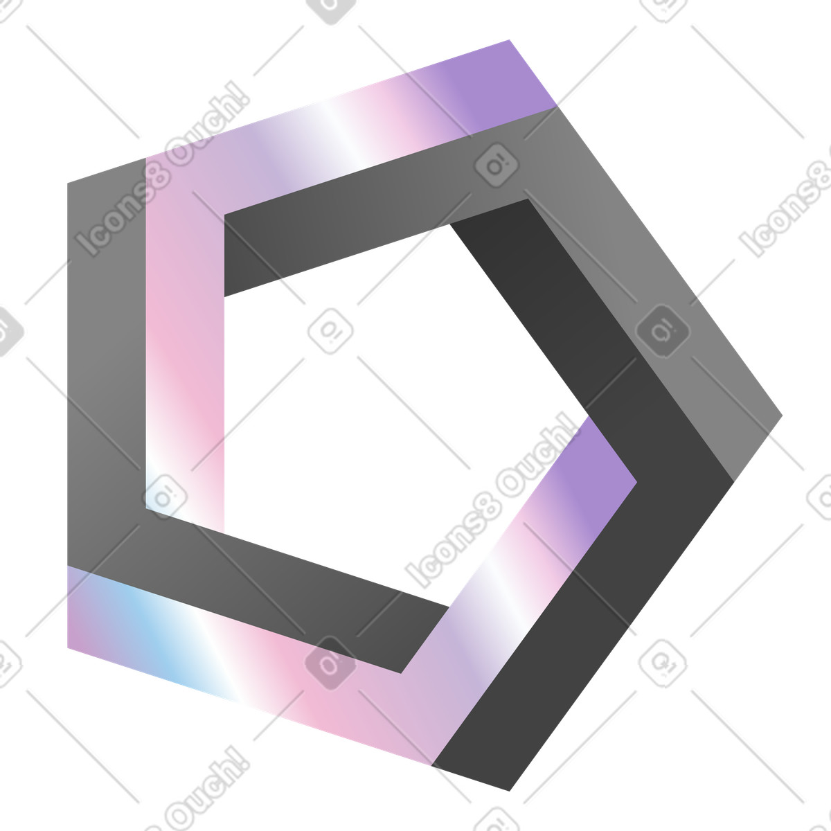 Ilustración Forma hexagonal con reflejos degradados en estilo Illusion a descargar en PNG y SVG