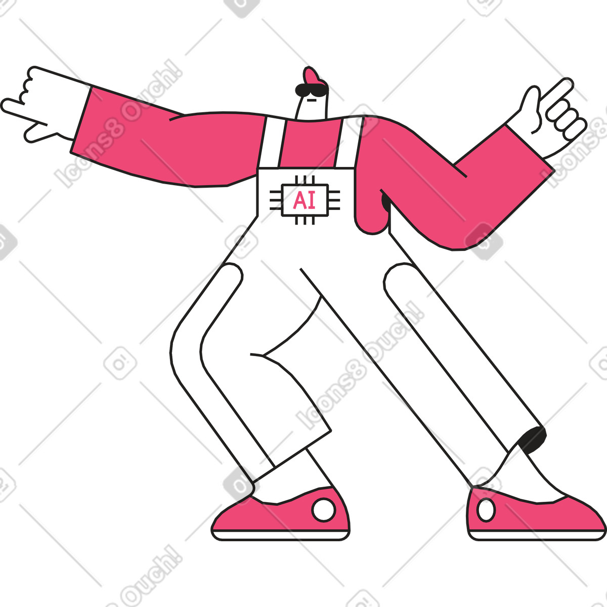 下载 Dazzle Line 风格的 拥有人工智能的人 插画，支持 PNG、SVG 格式