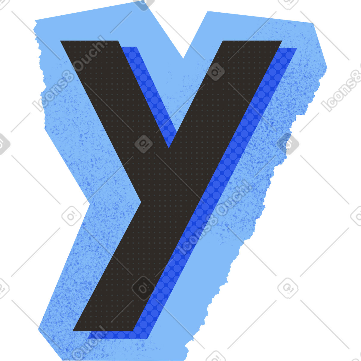 Collage lowercase letter y-Illustration im Paper Cut-Stil als Download in PNG, SVG