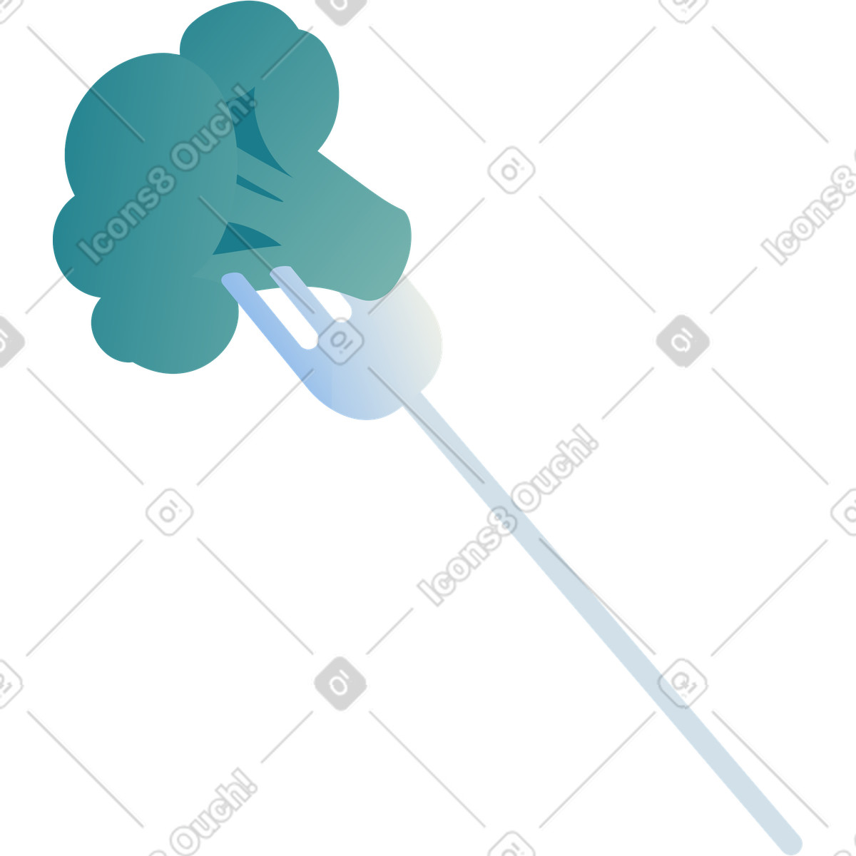 Fork with broccoli illustration in Beam style download in PNG, SVG