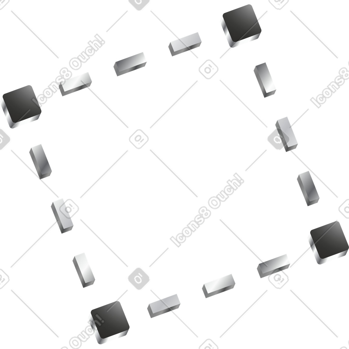 Ilustração de Rectangle dotted border made of metallic blocks and small bars em no estilo Token para baixar em PNG, SVG