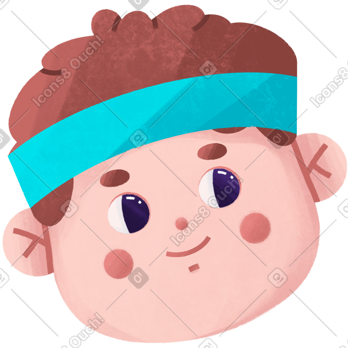 Young smiling boy with sports headband-Illustration im Bonbon-Stil als Download in PNG, SVG