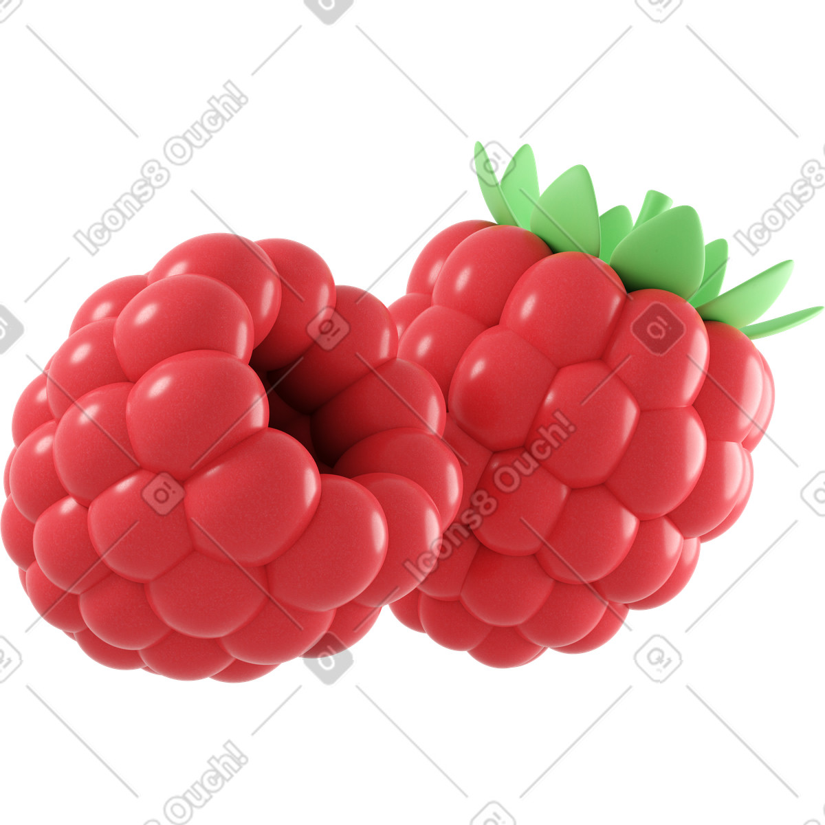 下载 3D Business 风格的 Raspberries 插画，支持 PNG、SVG 格式