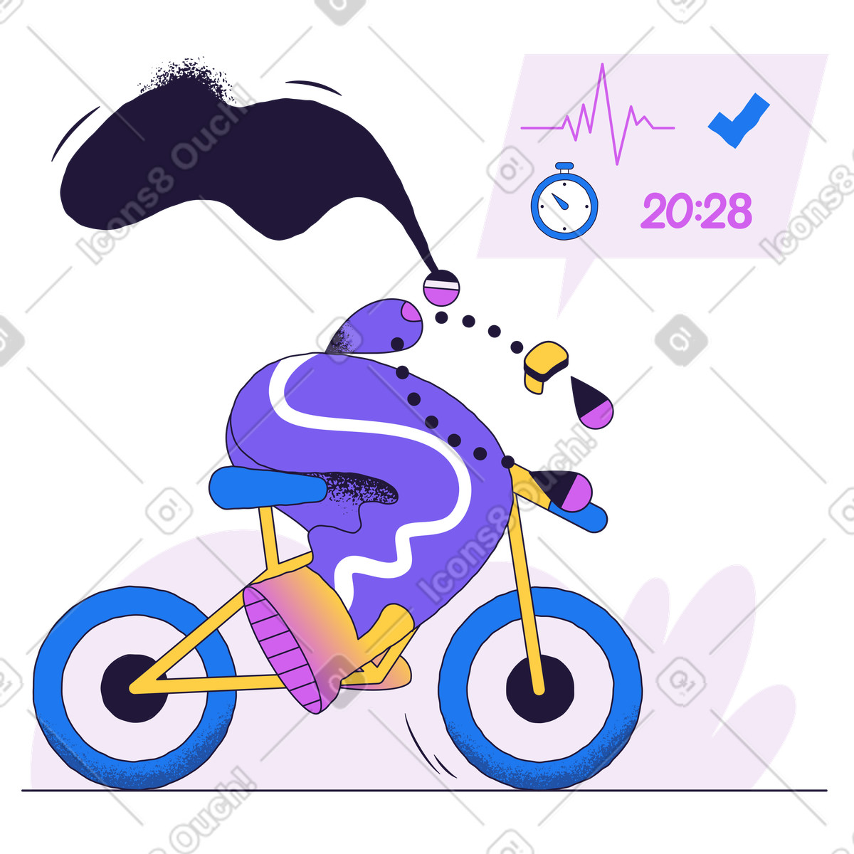 Ilustração de Ciclista usando um smartwatch em no estilo Conifer para baixar em PNG, SVG