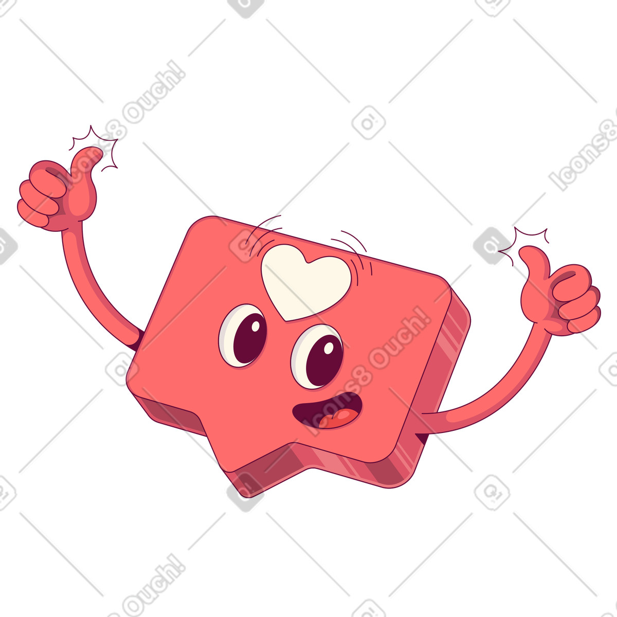 Smiling like notification with thumbs up, Social media engagement and appreciation illustration in Handy style download in PNG, SVG