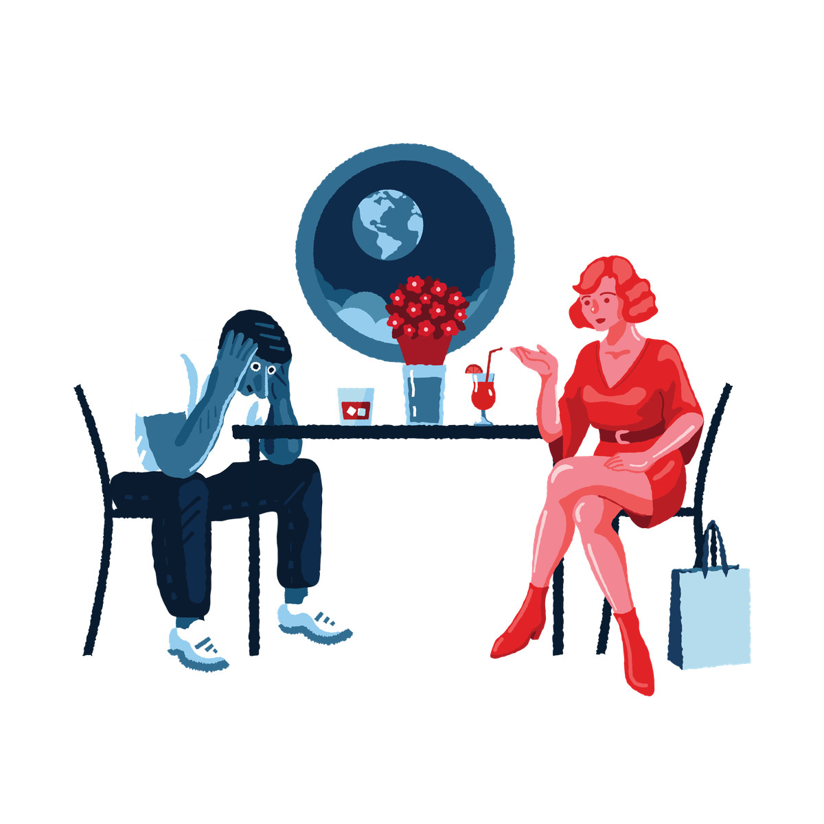 Paar bei romantischem date im weltraum-Illustration in PNG, SVG