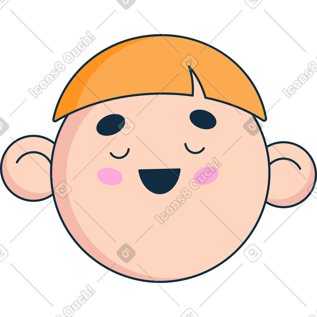 Illustration Visage avec les yeux fermés dans le style Bubble gum à télécharger aux formats PNG, SVG