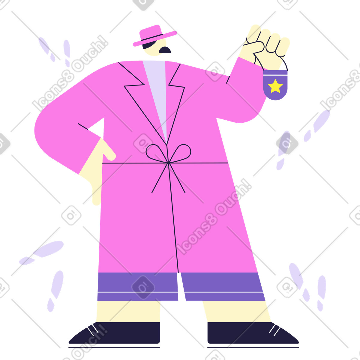 Ilustración Detective mostrando su placa de policía. en estilo Mellow a descargar en PNG y SVG