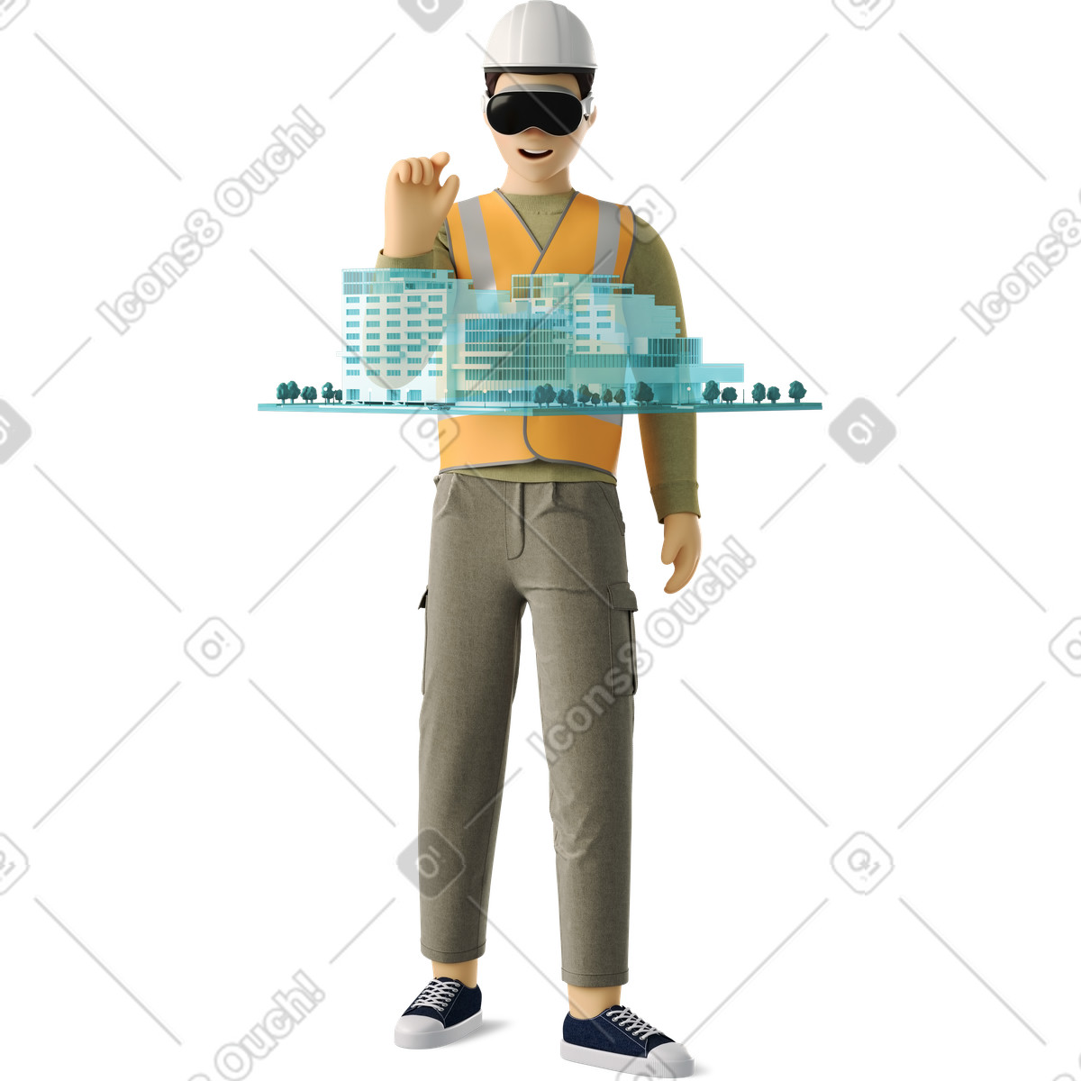 Ilustración Worker in vr glasses en estilo 3D Business a descargar en PNG y SVG