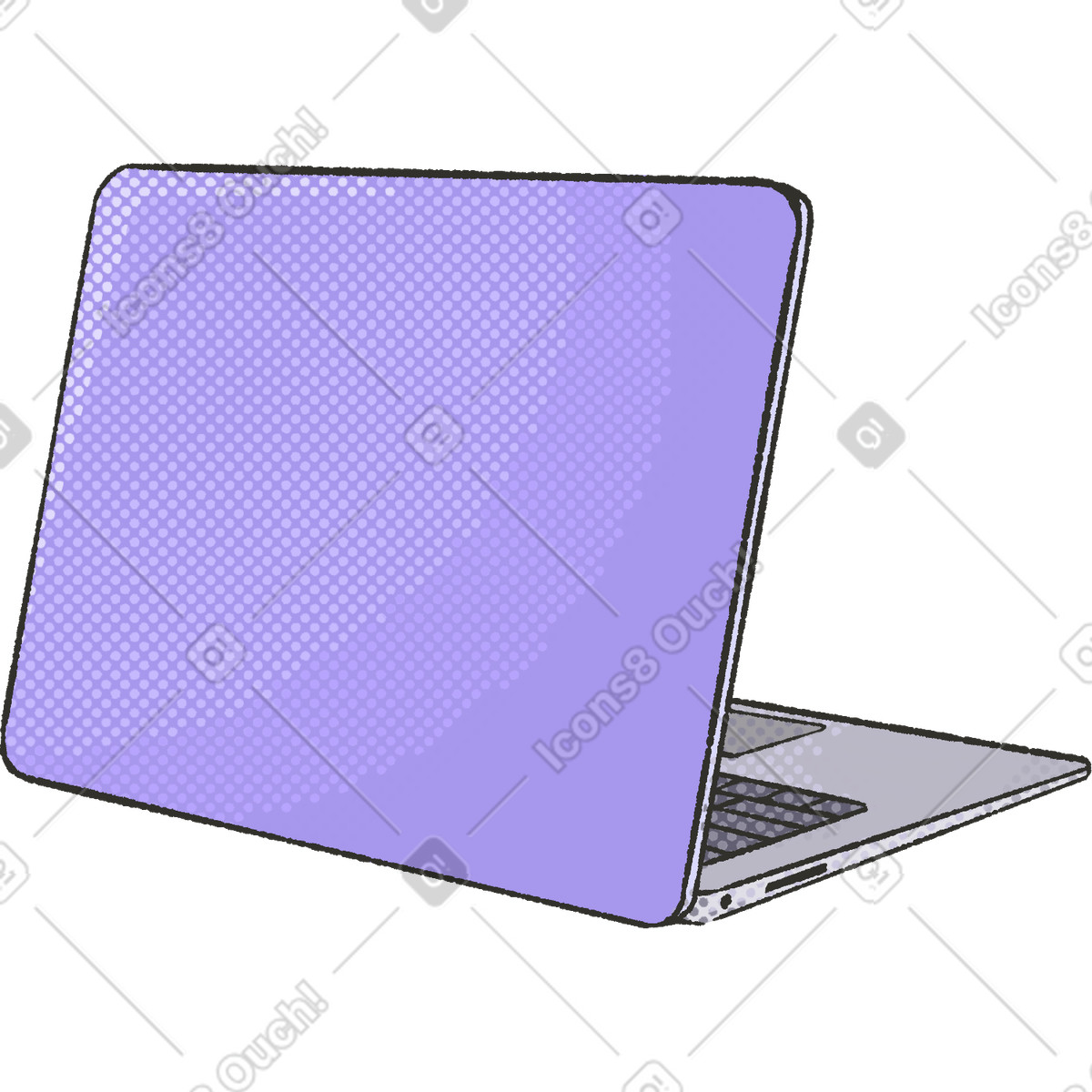 Dots 스타일의 Laptop with purple lid and dotted pattern 일러스트레이션 PNG, SVG 다운로드