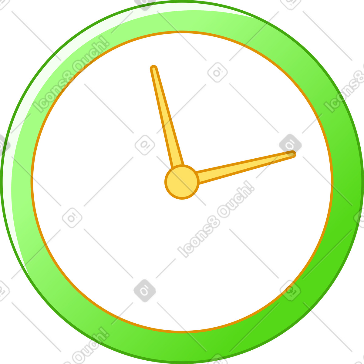 Green clock illustration in Rainbow style download in PNG, SVG