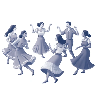 People in traditional attire from around the world dancing in a circle