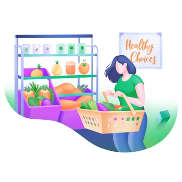 A person grocery shopping while making mindful choices, reflecting on healthy options.