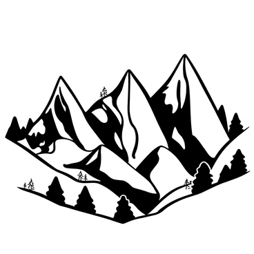 A mountain range with peaks forming the outline of a brain