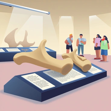 A collection of moa bones displayed in a museum setting with informative plaques