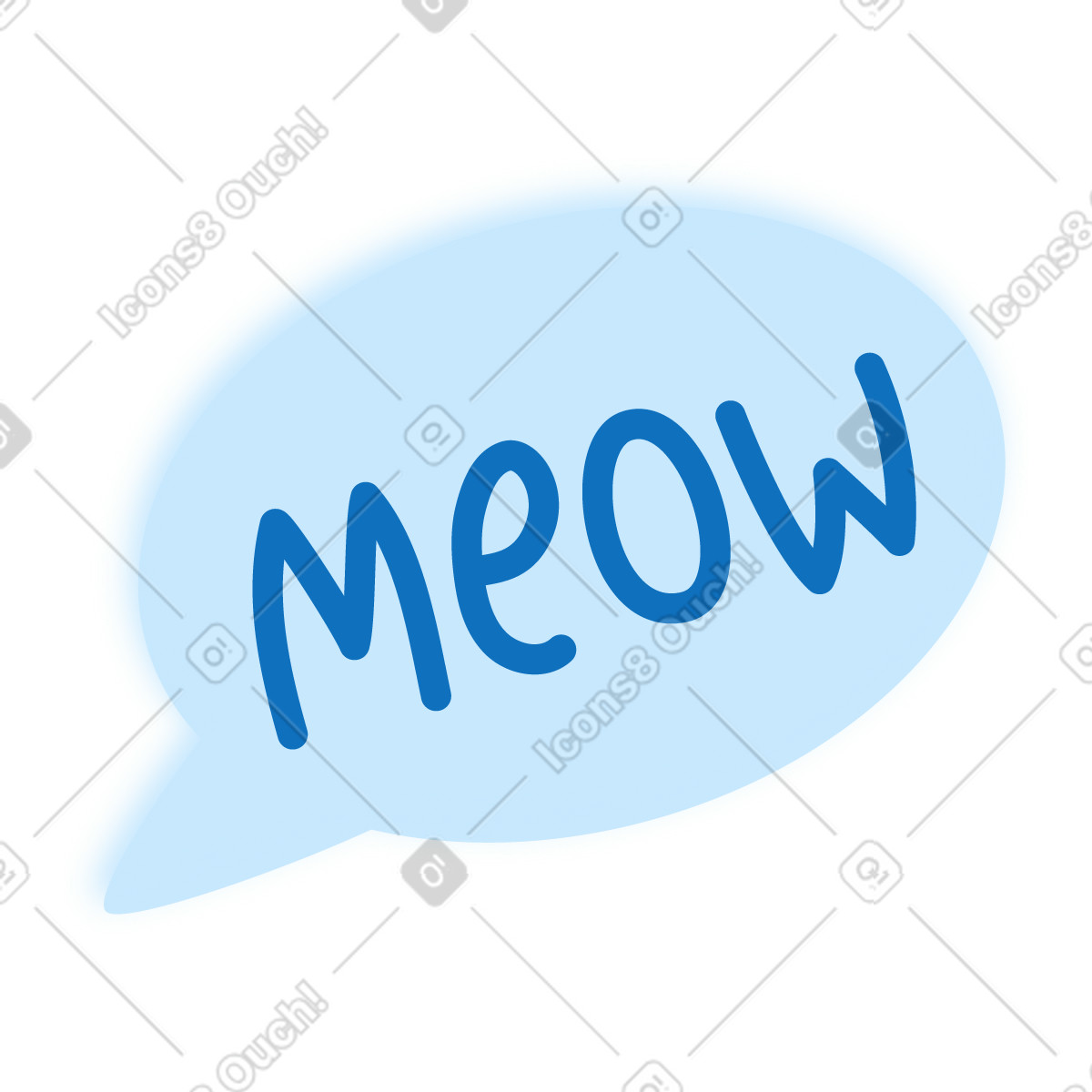 Speech bubble with meow word illustration in Everyday style download in PNG, SVG