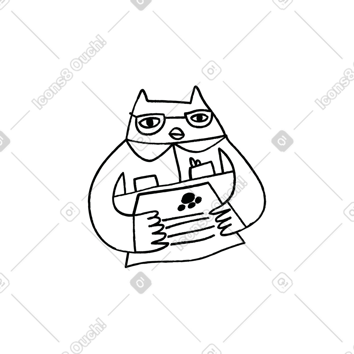 Ilustração de Owl holding sign-up form, Registration or onboarding process em no estilo Cole para baixar em PNG, SVG