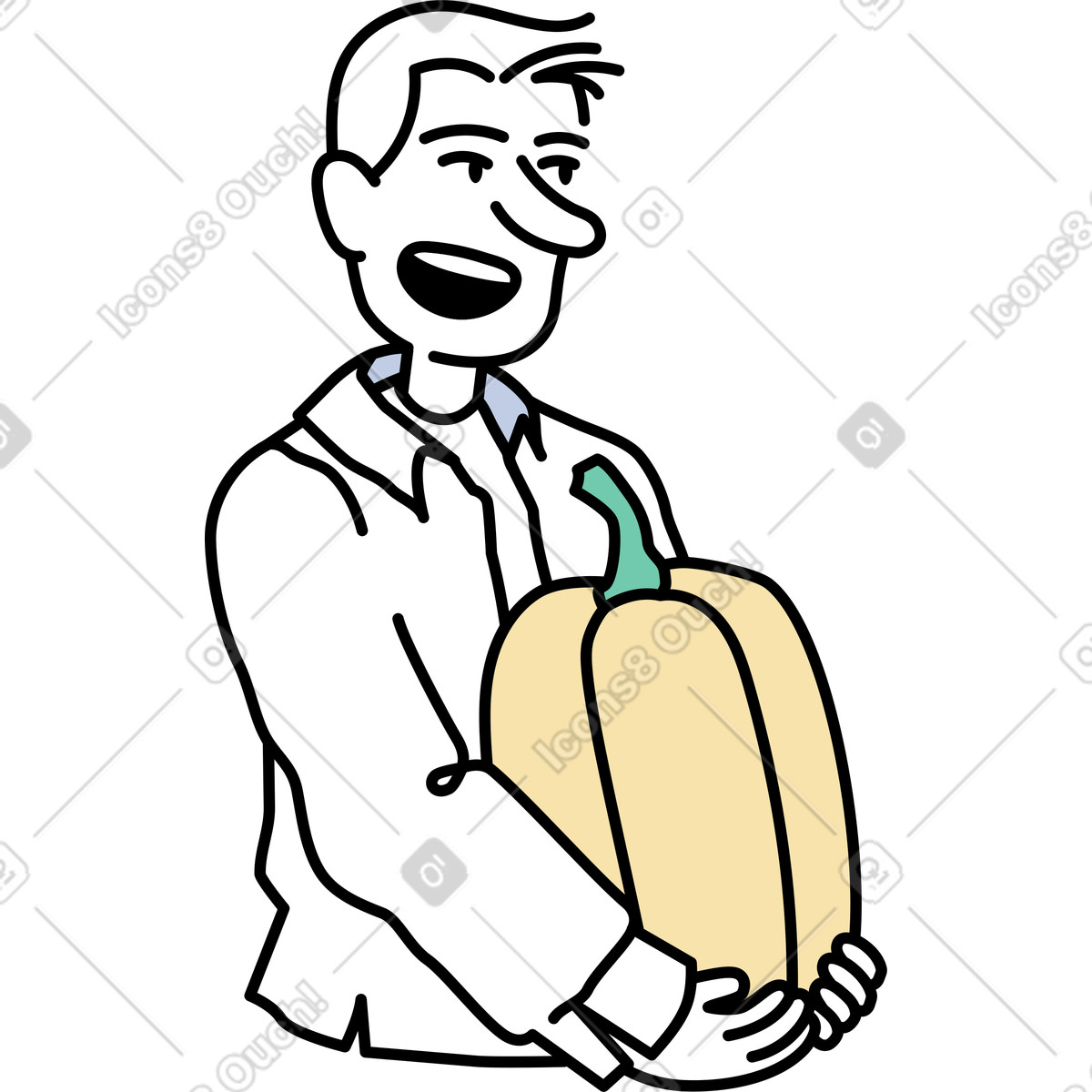 Man carrying pumpkin illustration in Notes style download in PNG, SVG