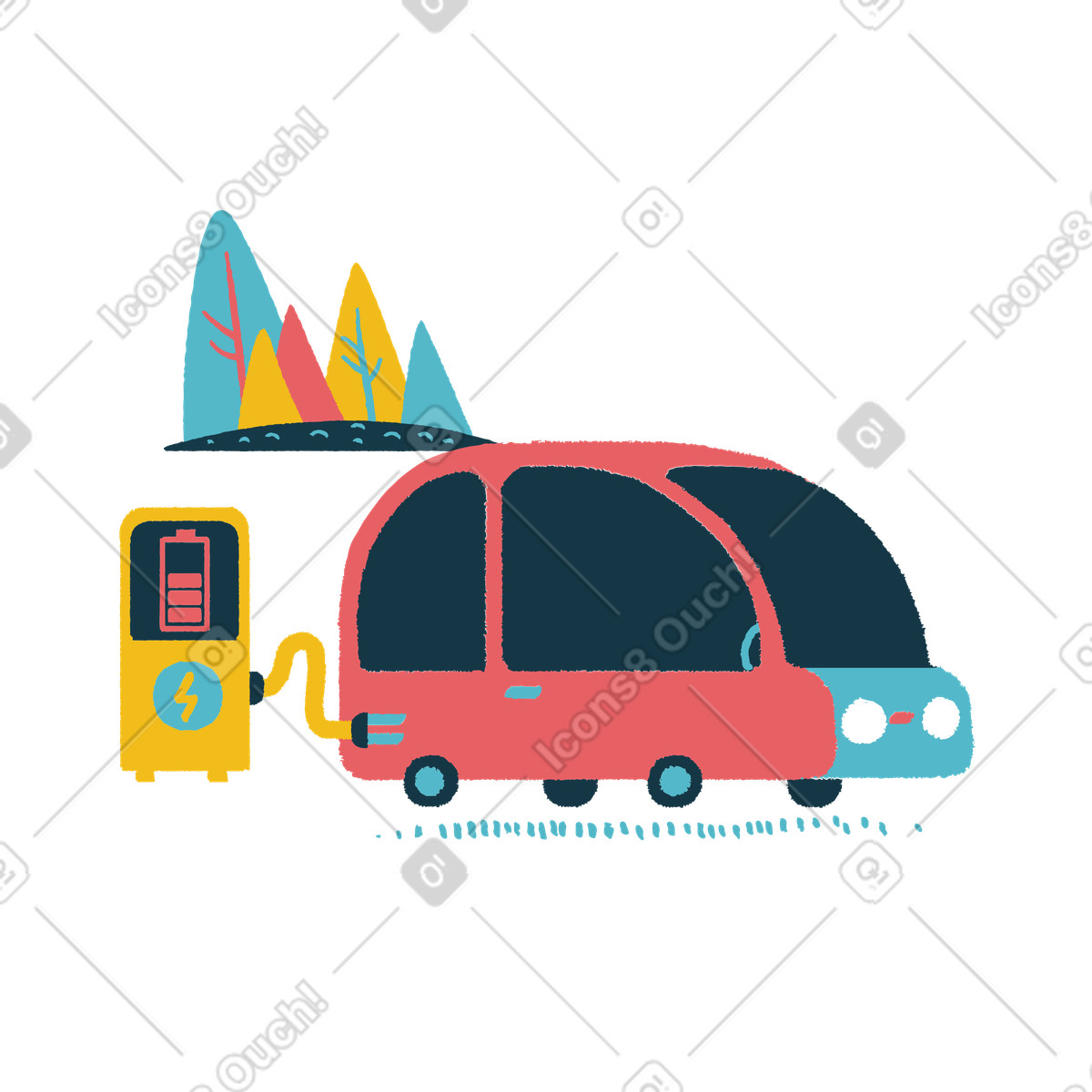 Ilustración Station for electro car en estilo Flamenco a descargar en PNG y SVG