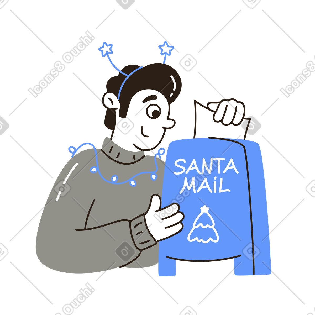 Enviar una carta al buzón de papá noel, una tradición navideña illustration in PNG, SVG