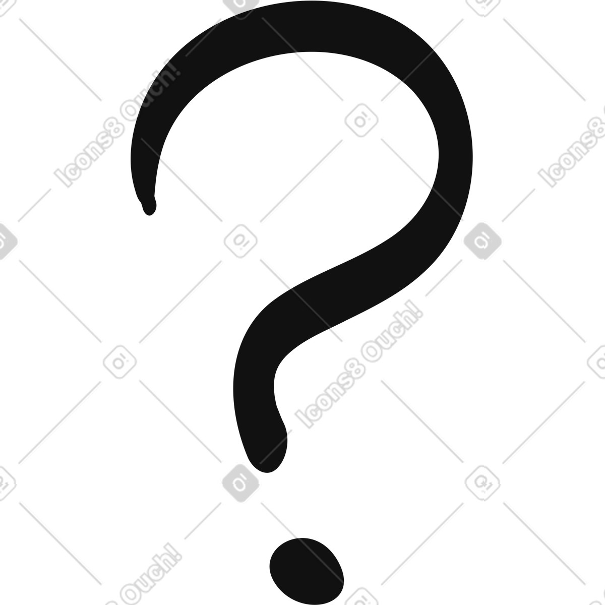 Ilustración Question mark symbol large bold curved shape minimalist design en estilo Organic a descargar en PNG y SVG