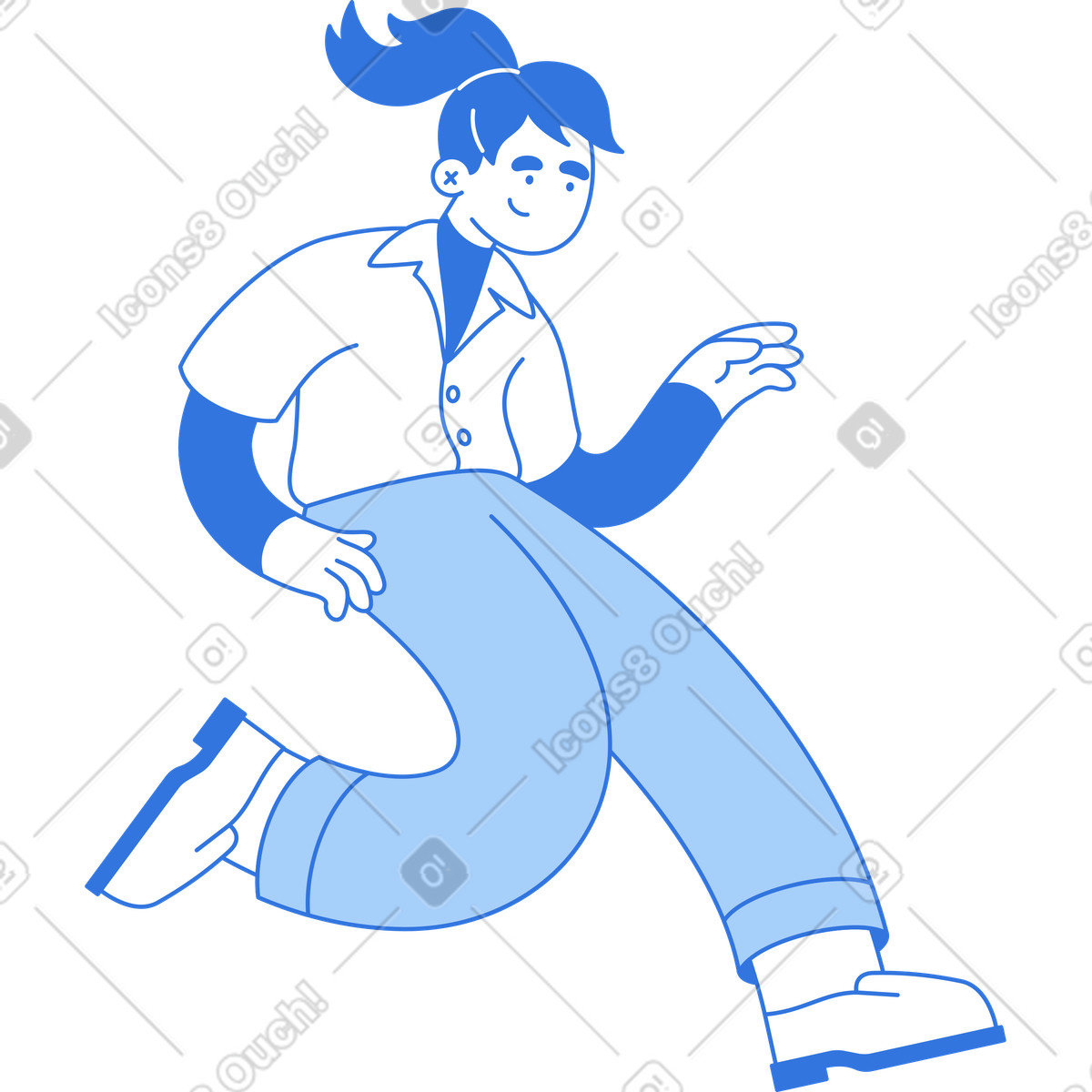 Ilustración Mujer saltando en estilo Sky a descargar en PNG y SVG
