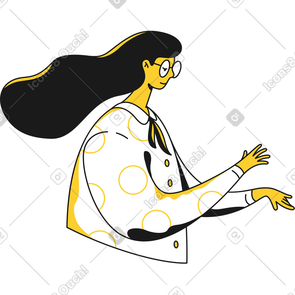 Donna che lavora al computer illustrazione in stile Taxi scarica in PNG, SVG