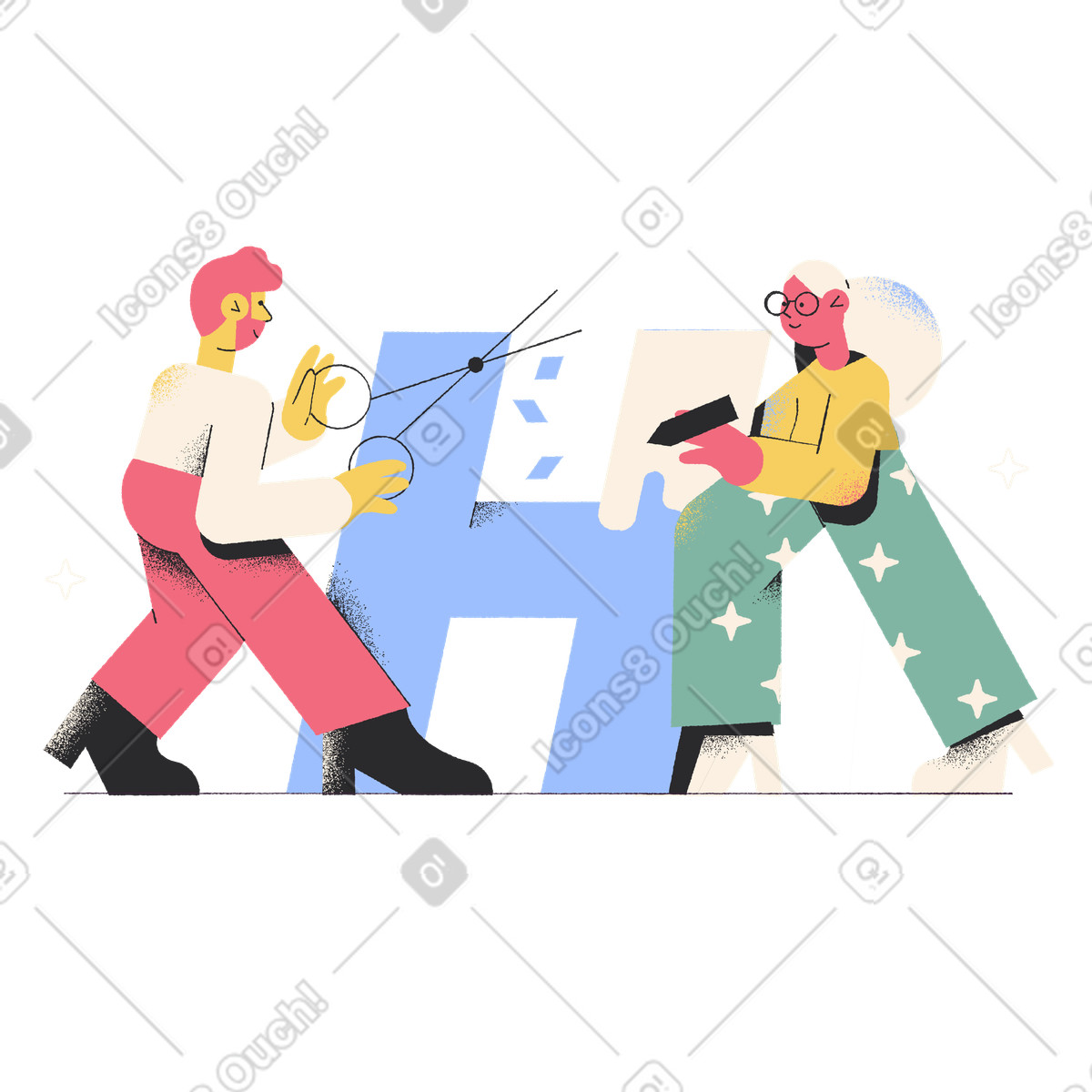 People creating letter together illustration in Pablo style download in PNG, SVG