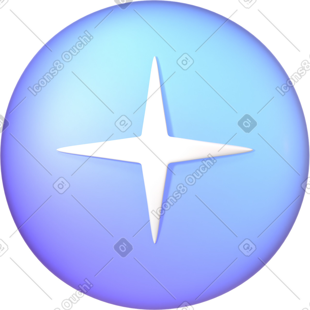 Icona ai stella illustrazione in stile 3D Glassy scarica in PNG, SVG