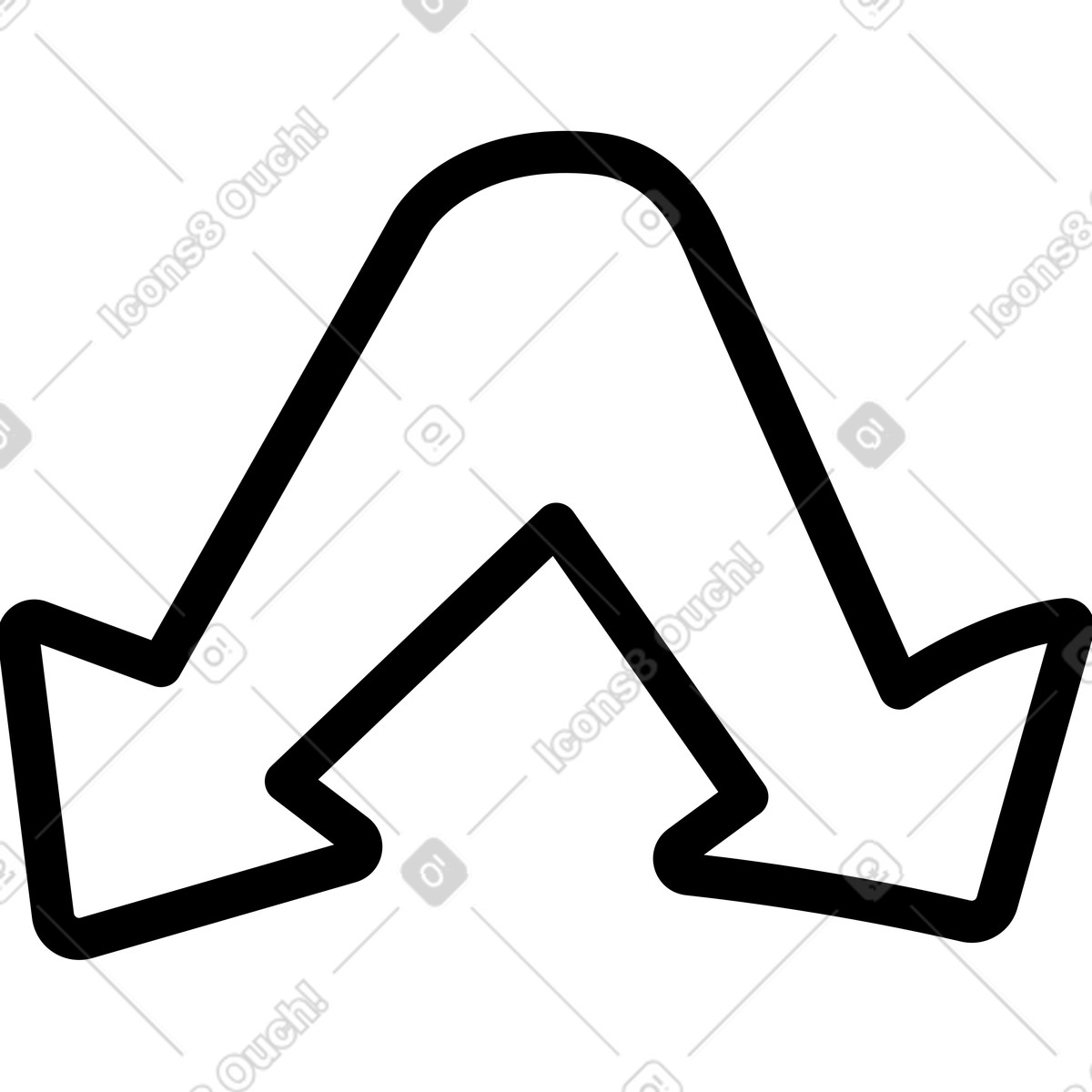 Two arrows illustration in Twirl style download in PNG, SVG