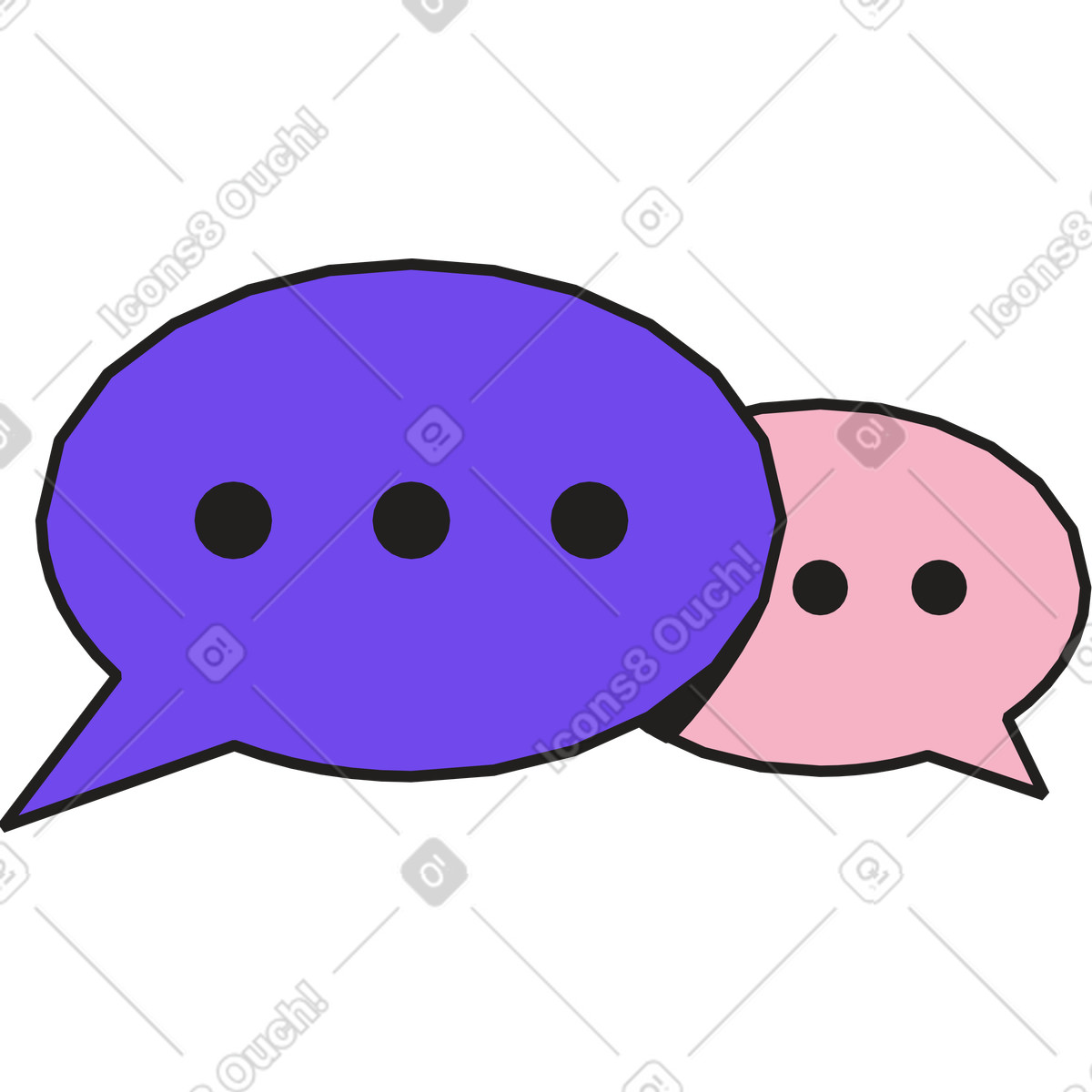 Ilustración Two multicolored speech bubbles en estilo Dazzle a descargar en PNG y SVG