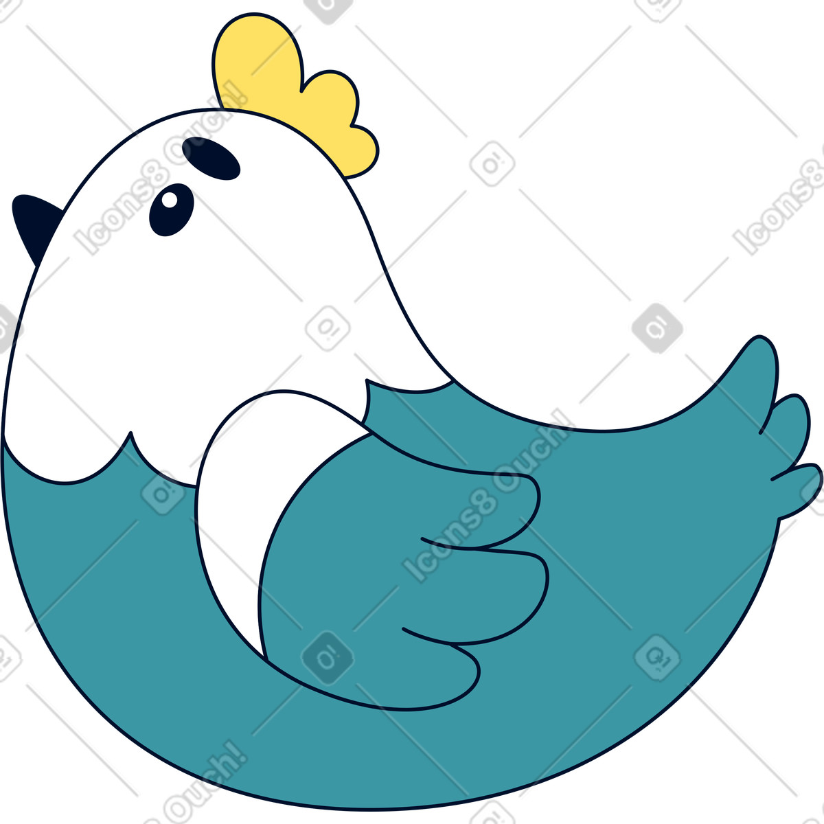 Pollo illustrazione in stile Teal scarica in PNG, SVG