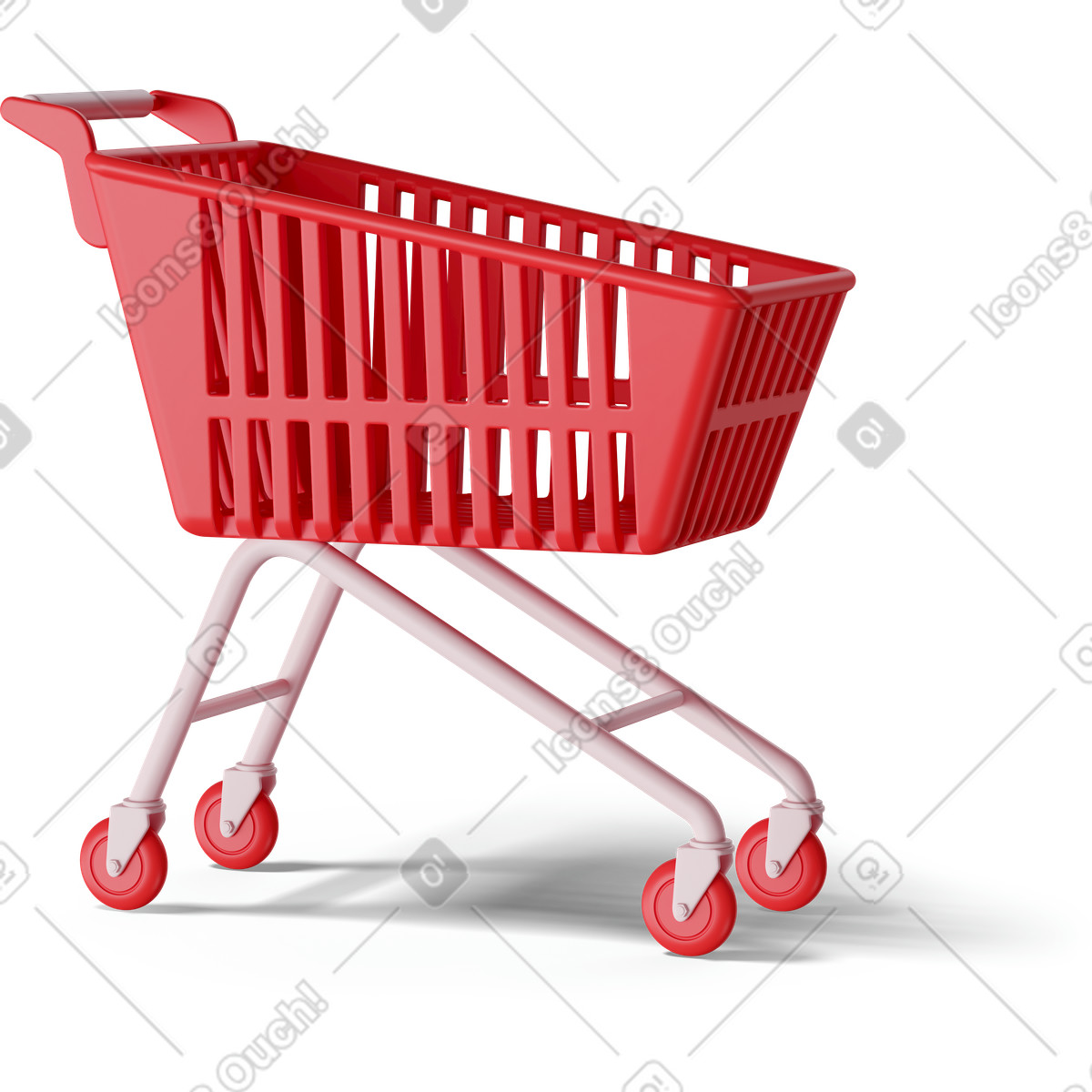 下载 3D Business 风格的 Red shopping cart 插画，支持 PNG、SVG 格式